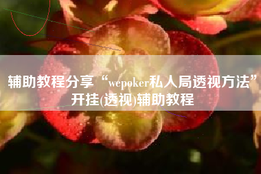 辅助教程分享“wepoker私人局透视方法	”开挂(透视)辅助教程