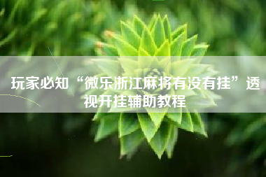 玩家必知“微乐浙江麻将有没有挂”透视开挂辅助教程