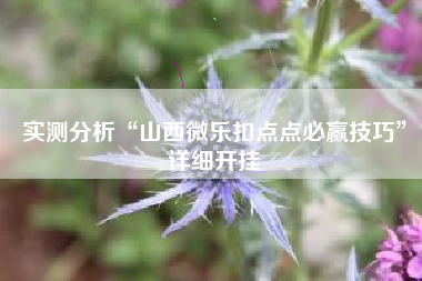 实测分析“山西微乐扣点点必赢技巧”详细开挂