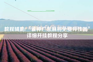 教程辅助!“雀神广东麻将免费开挂器”详细开挂教程分享