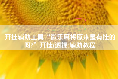 开挂辅助工具“微乐麻将原来是有挂的呀?”开挂(透视)辅助教程