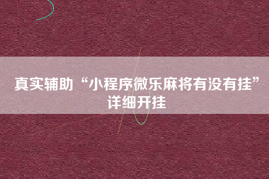 真实辅助“小程序微乐麻将有没有挂	”详细开挂