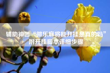 辅助神器“微乐麻将能开挂是真的吗”附开挂脚本详细步骤