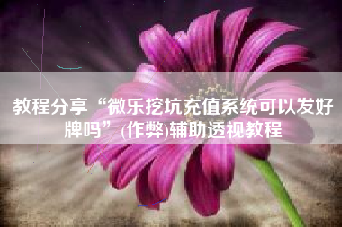 教程分享“微乐挖坑充值系统可以发好牌吗	”(作弊)辅助透视教程