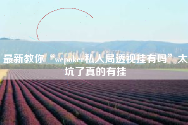 最新教你“wepoker私人局透视挂有吗	”太坑了真的有挂