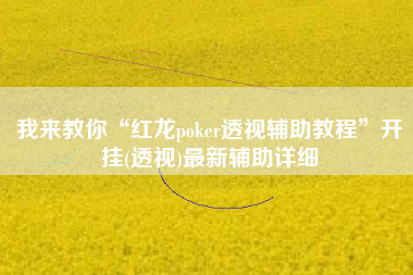 我来教你“红龙poker透视辅助教程”开挂(透视)最新辅助详细