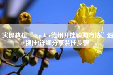 实操教程“wepoker德州开挂辅助方法”透视挂!详细分享装挂步骤