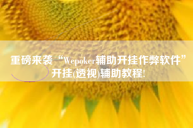 重磅来袭“Wepoker辅助开挂作弊软件”开挂(透视)辅助教程!