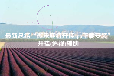 最新总结“微乐麻将开挂app下载安装”开挂(透视)辅助