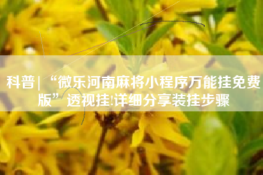 科普|“微乐河南麻将小程序万能挂免费版	”透视挂!详细分享装挂步骤