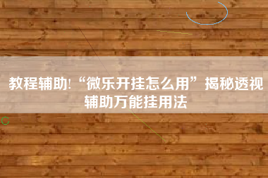 教程辅助!“微乐开挂怎么用	”揭秘透视辅助万能挂用法
