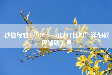 秒懂经验“AGPoker可以开挂吗	”详细教程辅助工具