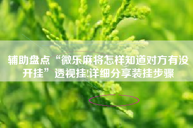 辅助盘点“微乐麻将怎样知道对方有没开挂”透视挂!详细分享装挂步骤