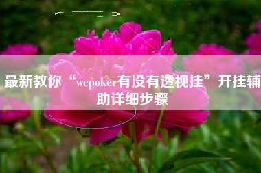 最新教你“wepoker有没有透视挂”开挂辅助详细步骤