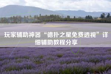 玩家辅助神器“德扑之星免费透视	”详细辅助教程分享