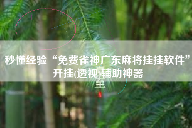 秒懂经验“免费雀神广东麻将挂挂软件”开挂(透视)辅助神器