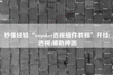 秒懂经验“wepoker透视插件教程”开挂(透视)辅助神器