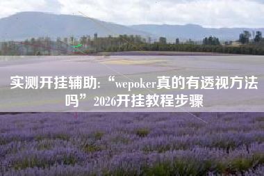 实测开挂辅助:“wepoker真的有透视方法吗	”2026开挂教程步骤