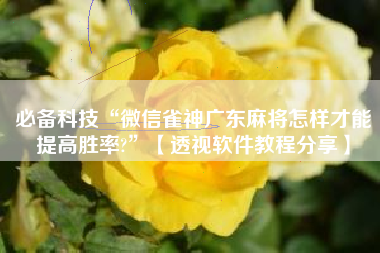 必备科技“微信雀神广东麻将怎样才能提高胜率?”【透视软件教程分享】