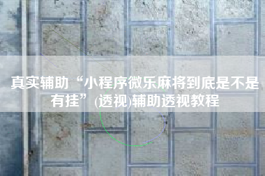 真实辅助“小程序微乐麻将到底是不是有挂	”(透视)辅助透视教程