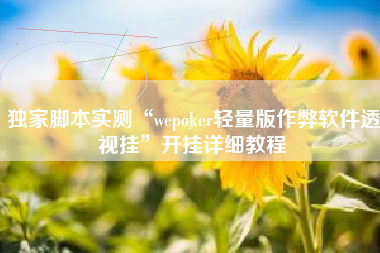独家脚本实测“wepoker轻量版作弊软件透视挂”开挂详细教程