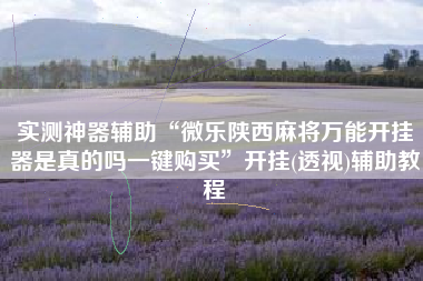 实测神器辅助“微乐陕西麻将万能开挂器是真的吗一键购买”开挂(透视)辅助教程