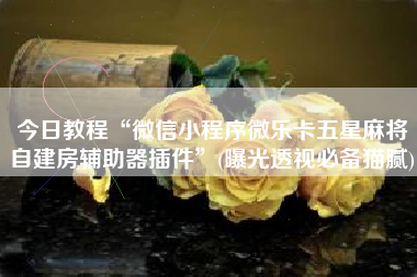 今日教程“微信小程序微乐卡五星麻将自建房辅助器插件	”(曝光透视必备猫腻)