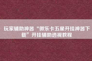 玩家辅助神器“微乐卡五星开挂神器下载”开挂辅助透视教程