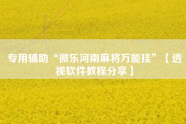 专用辅助“微乐河南麻将万能挂”【透视软件教程分享】
