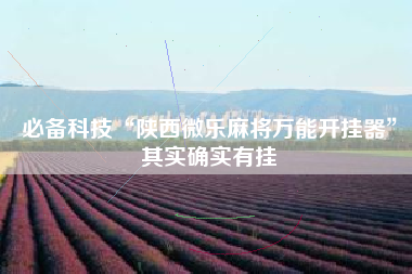 必备科技“陕西微乐麻将万能开挂器”其实确实有挂