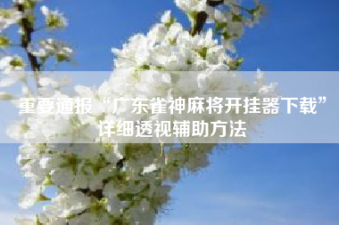 重要通报“广东雀神麻将开挂器下载”详细透视辅助方法