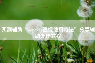 实测辅助“wepoker透视使用方法	”分享辅助外挂教程