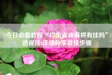 今日必看教程“广东雀神麻将有挂吗”透视挂!详细分享装挂步骤