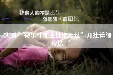 实测!“微乐斗地主挂谁用过	”开挂详细方法