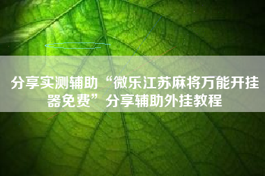 分享实测辅助“微乐江苏麻将万能开挂器免费”分享辅助外挂教程
