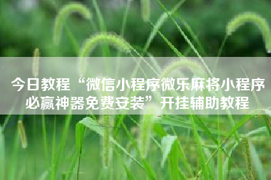 今日教程“微信小程序微乐麻将小程序必赢神器免费安装	”开挂辅助教程