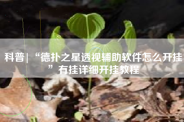 科普|“德扑之星透视辅助软件怎么开挂	”有挂详细开挂教程