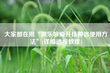 大家都在用“微乐够级开挂神器使用方法	”(详细透视教程)