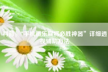 科普|“手机微乐麻将必胜神器	”详细透视辅助方法