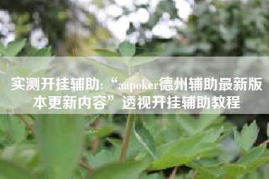 实测开挂辅助:“aapoker德州辅助最新版本更新内容”透视开挂辅助教程