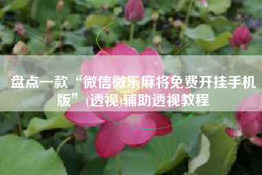 盘点一款“微信微乐麻将免费开挂手机版”(透视)辅助透视教程