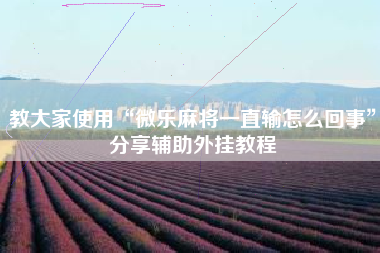 教大家使用“微乐麻将一直输怎么回事”分享辅助外挂教程