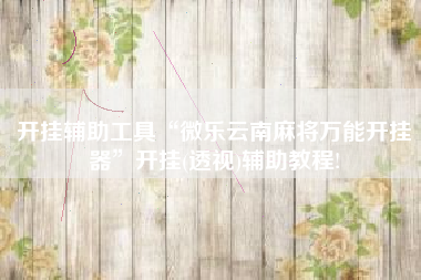 开挂辅助工具“微乐云南麻将万能开挂器”开挂(透视)辅助教程!