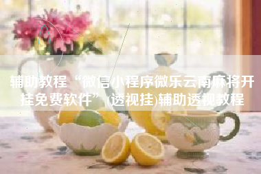 辅助教程“微信小程序微乐云南麻将开挂免费软件	”(透视挂)辅助透视教程