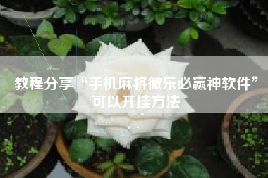 教程分享“手机麻将微乐必赢神软件	”可以开挂方法