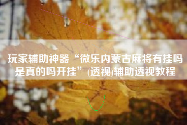 玩家辅助神器“微乐内蒙古麻将有挂吗是真的吗开挂	”(透视)辅助透视教程