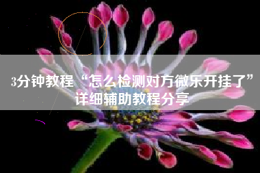 3分钟教程“怎么检测对方微乐开挂了	”详细辅助教程分享