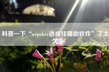 科普一下“wepoker透视挂辅助软件	”了太久!