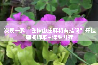 发现一款“雀神山庄麻将有挂吗	”开挂辅助脚本+详细开挂