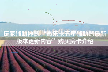 玩家辅助神器:“微乐卡五星辅助器最新版本更新内容	”购买房卡介绍